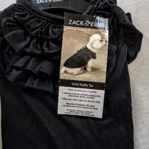 Zack & Zoey Solid Ruffle Tee for Dogs Pet Apparel Black Small NWT